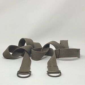 Pair of Men’s woven cotton canvas belts with D-ring closure, Army Green, Y2K.